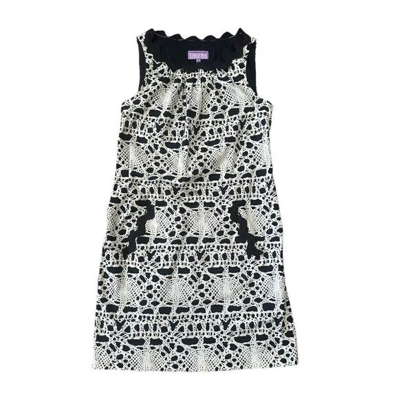 Vivienne Tam Abstract Cream and Black Sleeveless Retro Style Dress Size 4 - Picture 1 of 15
